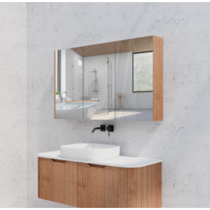 Solid timber flute mirror cabinet 1200